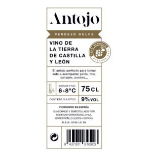 Etiqueta Vino Blanco Dulce Verdejo "Antojo"