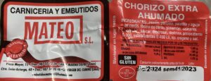 Etiqueta 75 chorizo mateo dulce