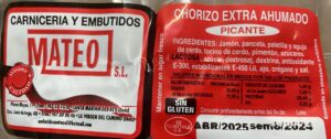 Etiqueta 76 chorizo mateo picante